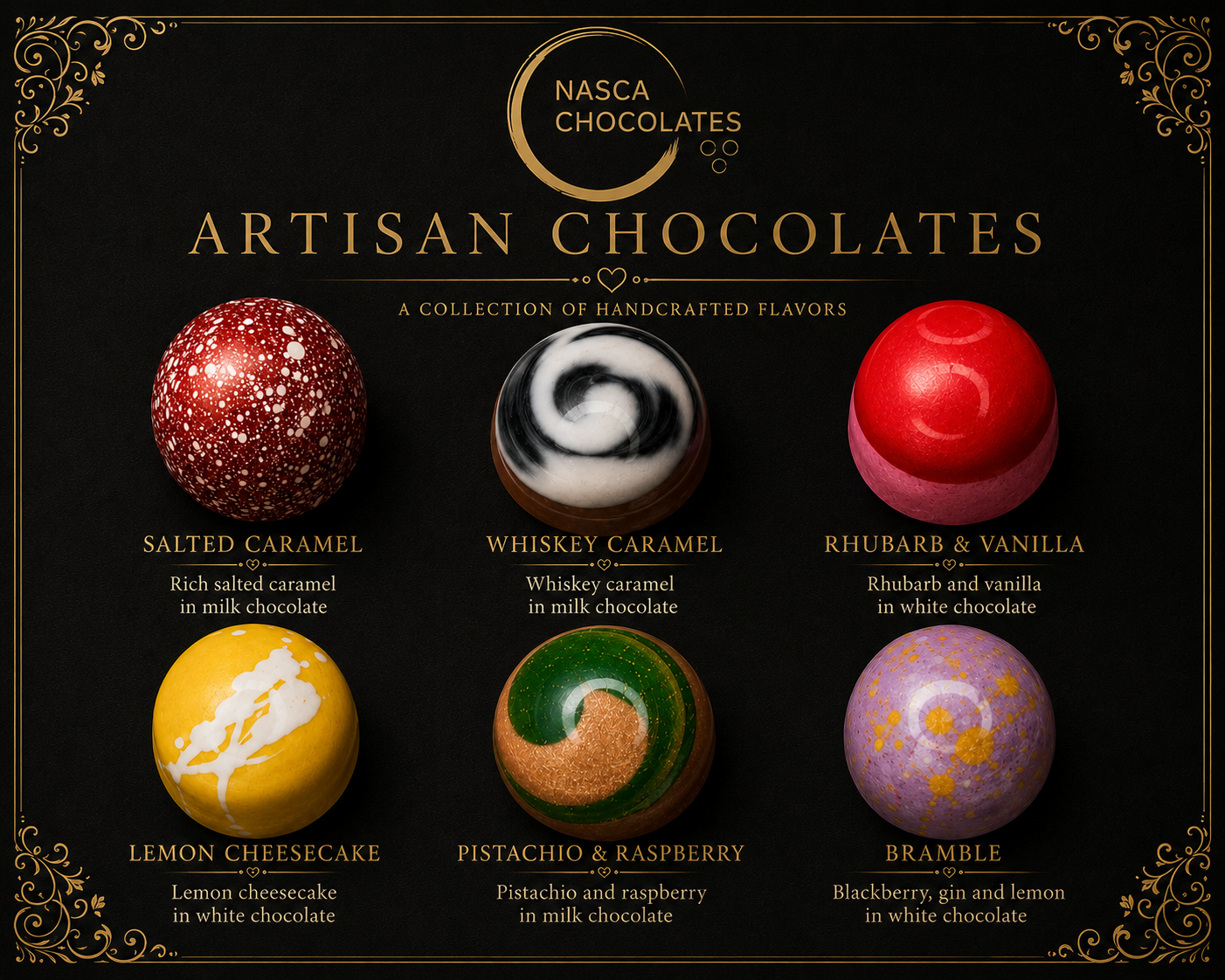 Box of 6 luxury chocolate Bonbons